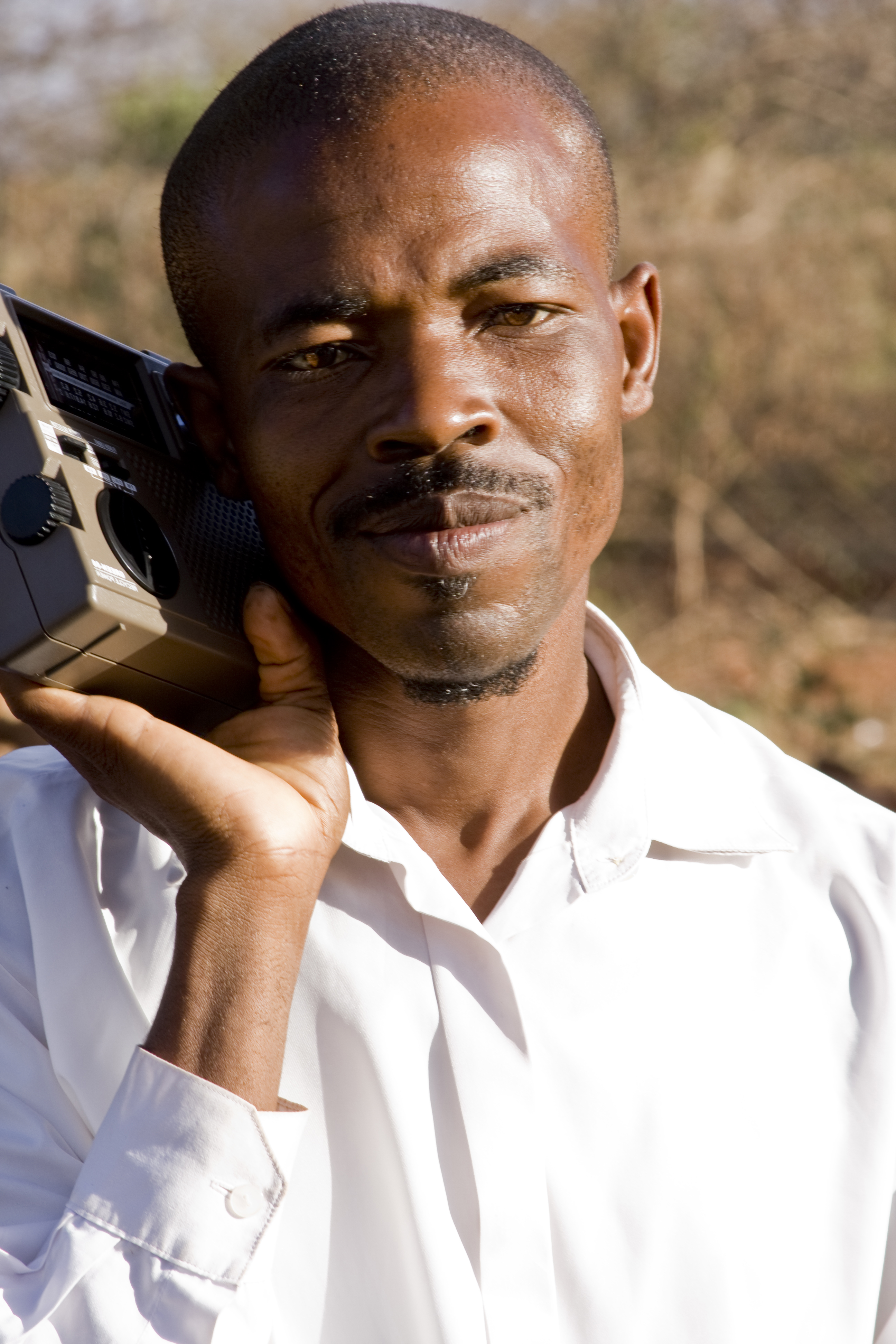 African man with radio