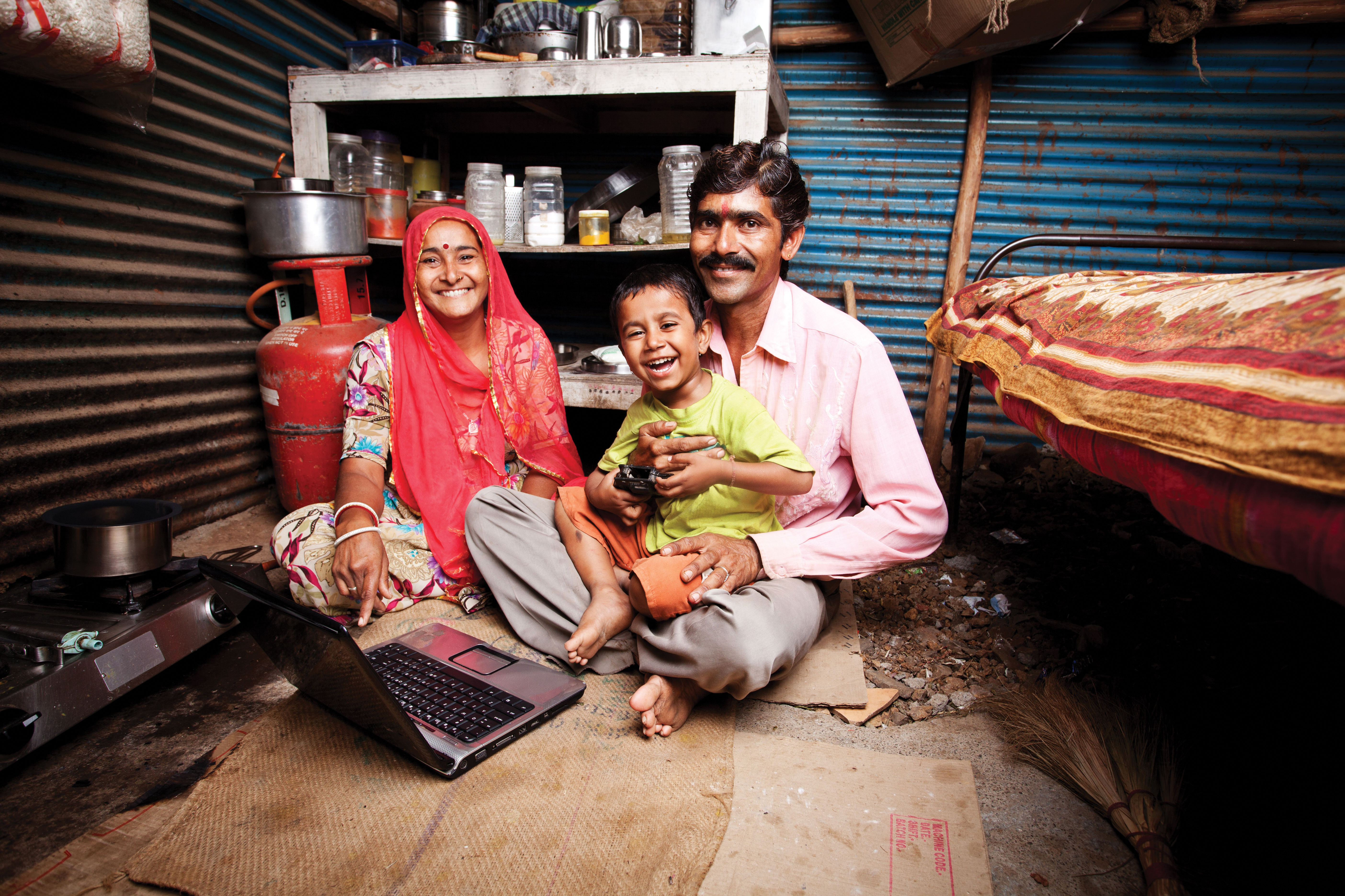 Indian family in home